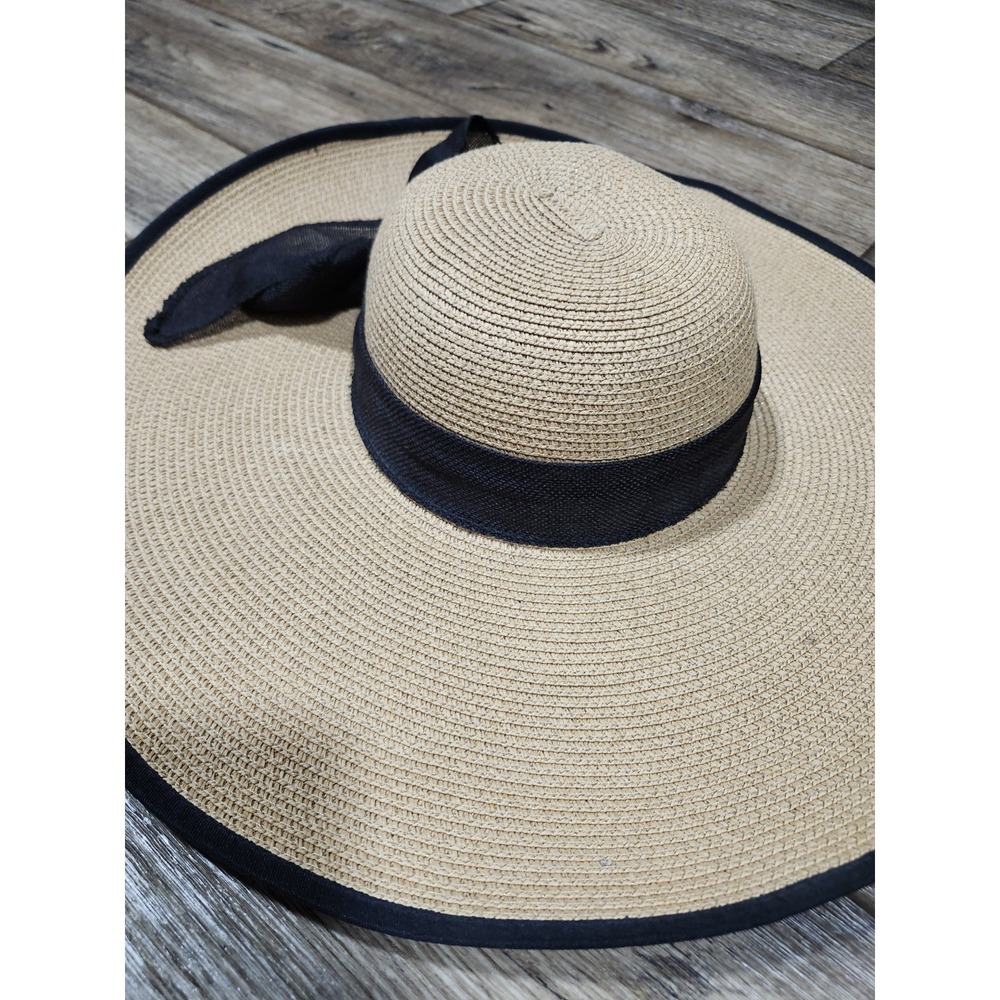 Wide Brim Floppy Summer Sun Beach Hat Derby Vacation elegant paper weave black - Picture 3 of 16